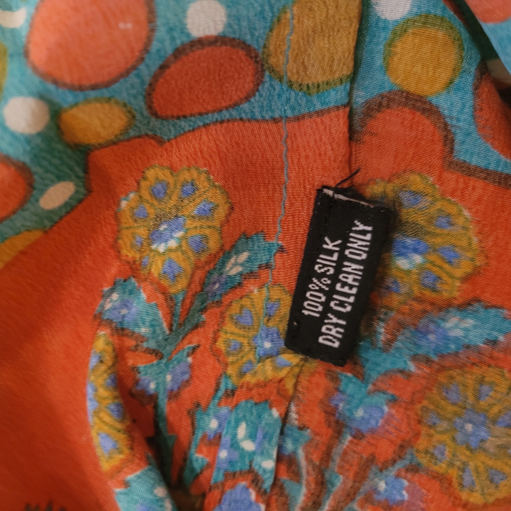 Tolani Nisha Teal and Orange Tunic Dress 100% Silk Sz Medium - Picture 7 of 10